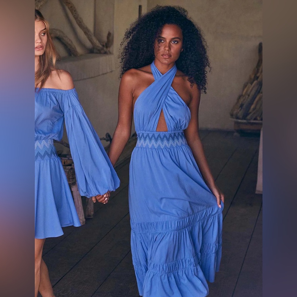 Blue halter dress